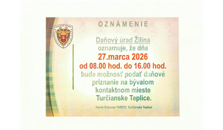 Daňový úrad - Oznam