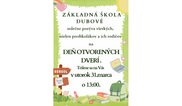 Deň otvorených dverí - ZŠ Dubové