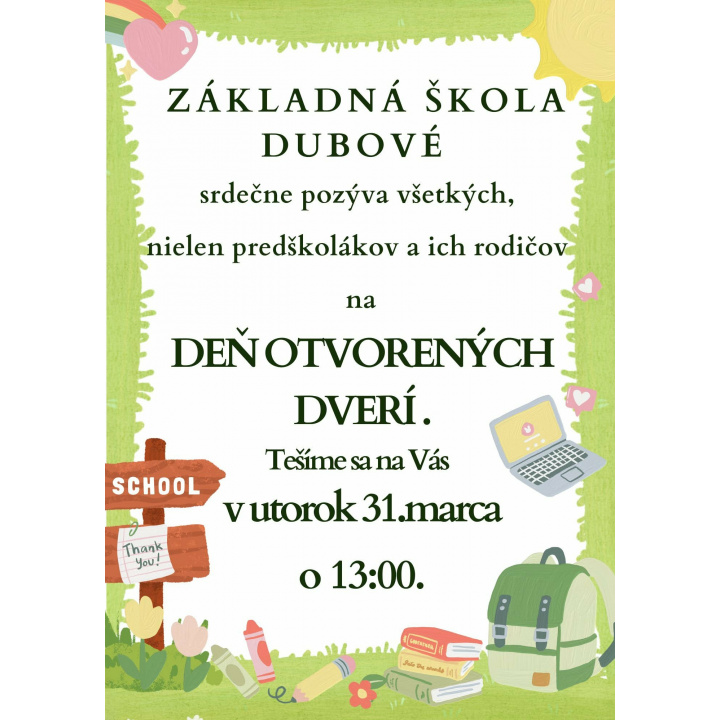 Deň otvorených dverí - ZŠ Dubové
