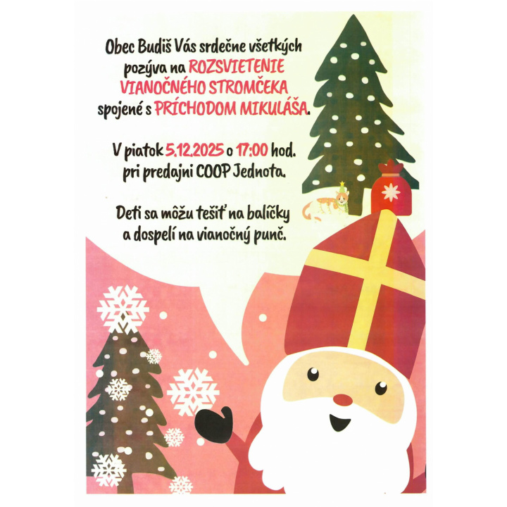 Rozsvietenie stromčeka a príchod Mikuláša